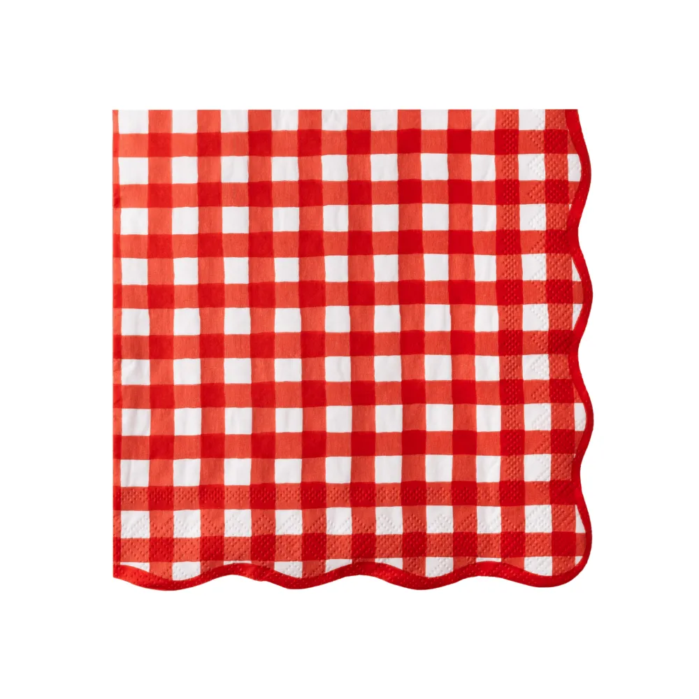 Clearance Bonjour Fete Elegant Cherry Red Gingham Dinner Napkins
