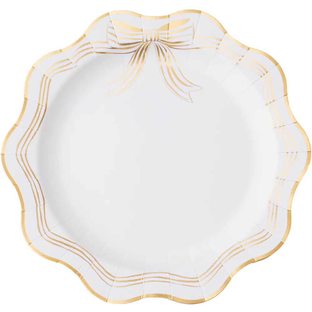 Best Bonjour Fete Elegant Cream & Gold Bow Dinner Plates