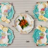 Outlet Bonjour Fete Elegant Emerald Green Gingham Dinner Plates