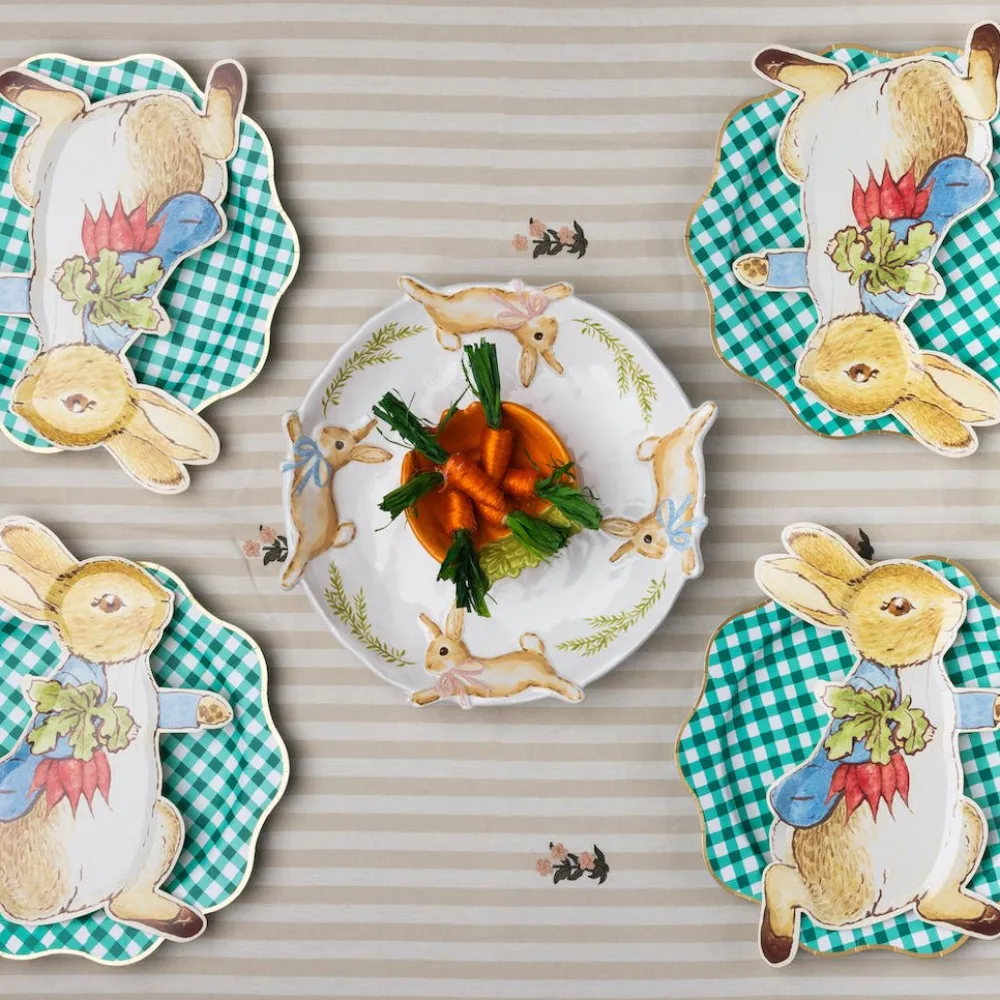 Outlet Bonjour Fete Elegant Emerald Green Gingham Dinner Plates