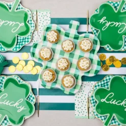 Outlet Bonjour Fete Elegant Emerald Green Gingham Dinner Plates