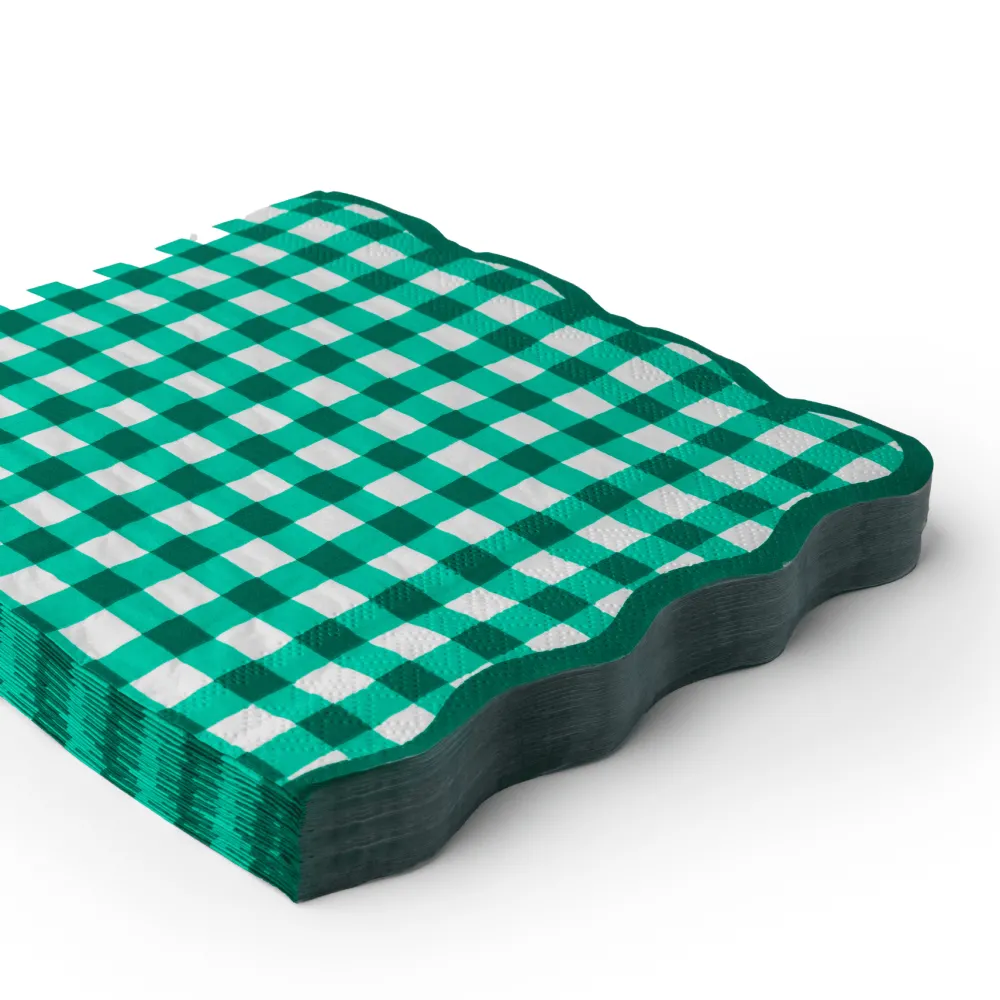Clearance Bonjour Fete Elegant Emerald Green Gingham Dinner Napkins