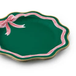 Sale Bonjour Fete Elegant Green Peppermint Bow Dinner Plates