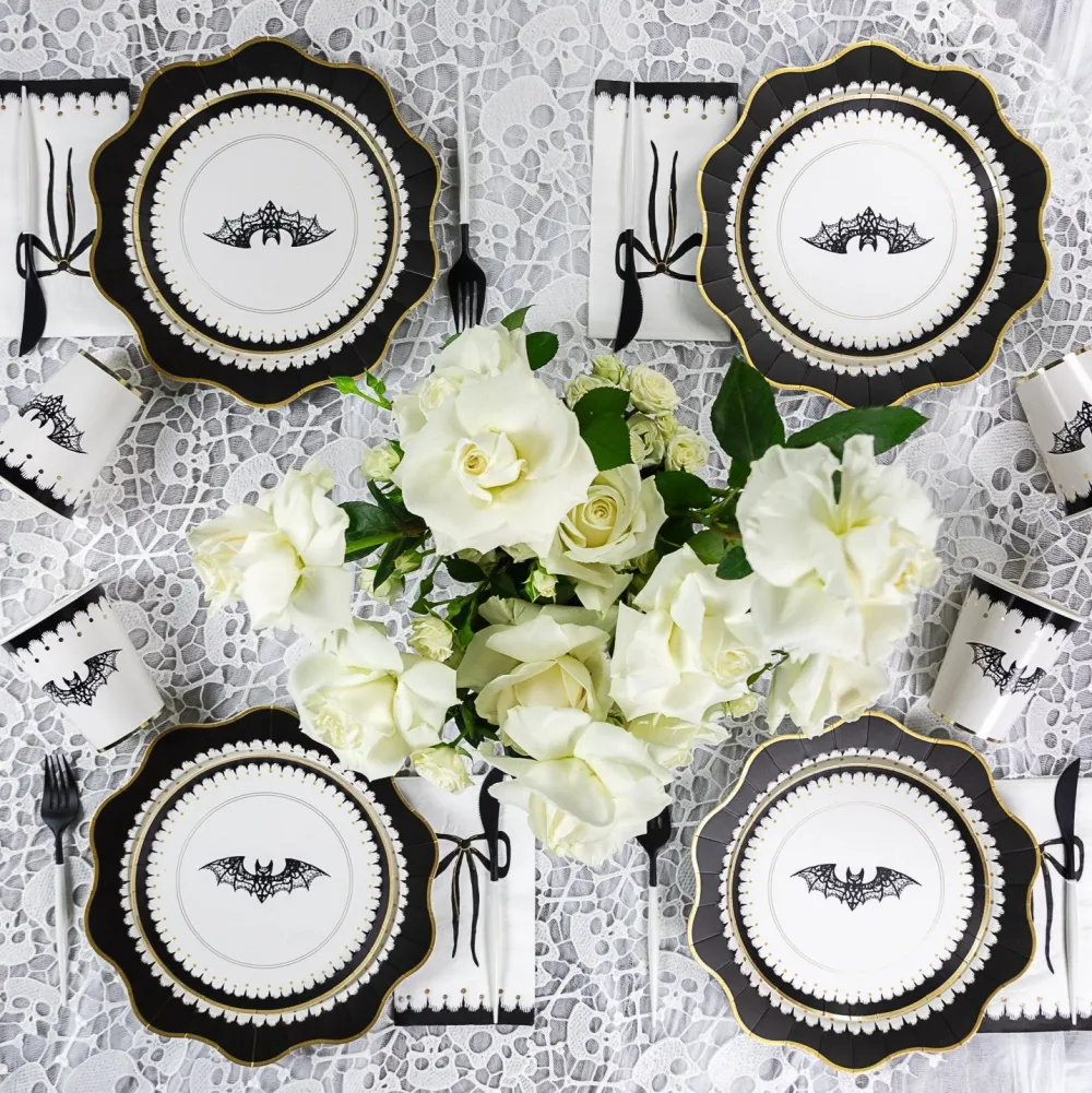 Best Bonjour Fete Elegant Halloween Dessert Lacy Bat Plates