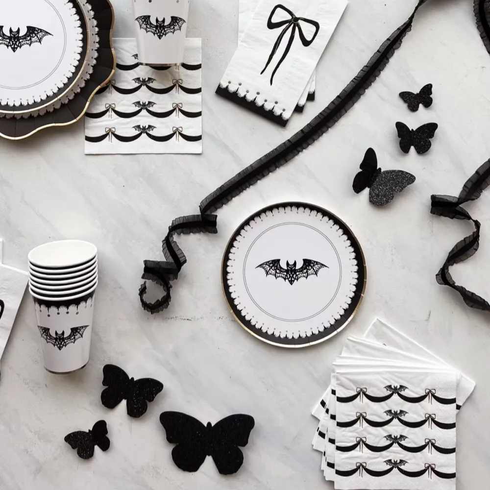 Bonjour Fete Elegant Halloween Dinner Napkins