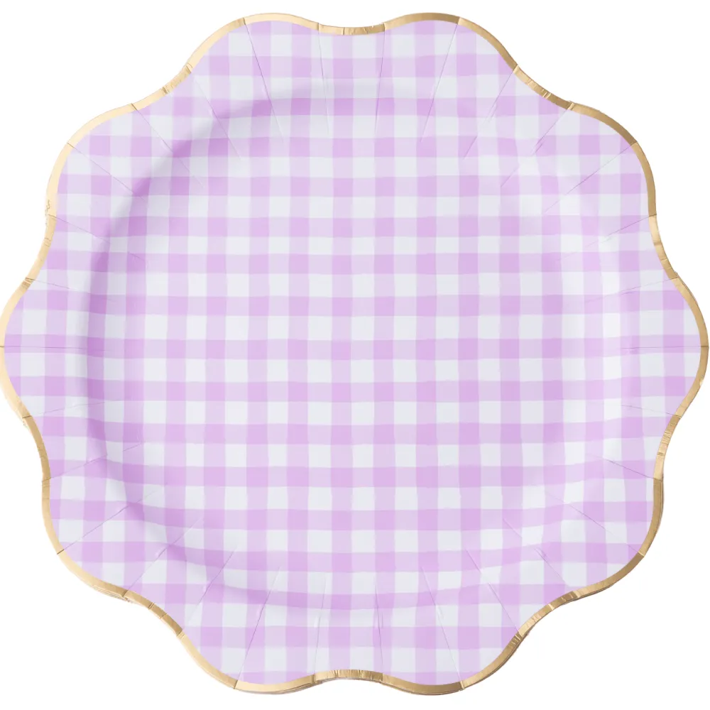 Online Bonjour Fete Elegant Le Lilac Gingham Dinner Plates