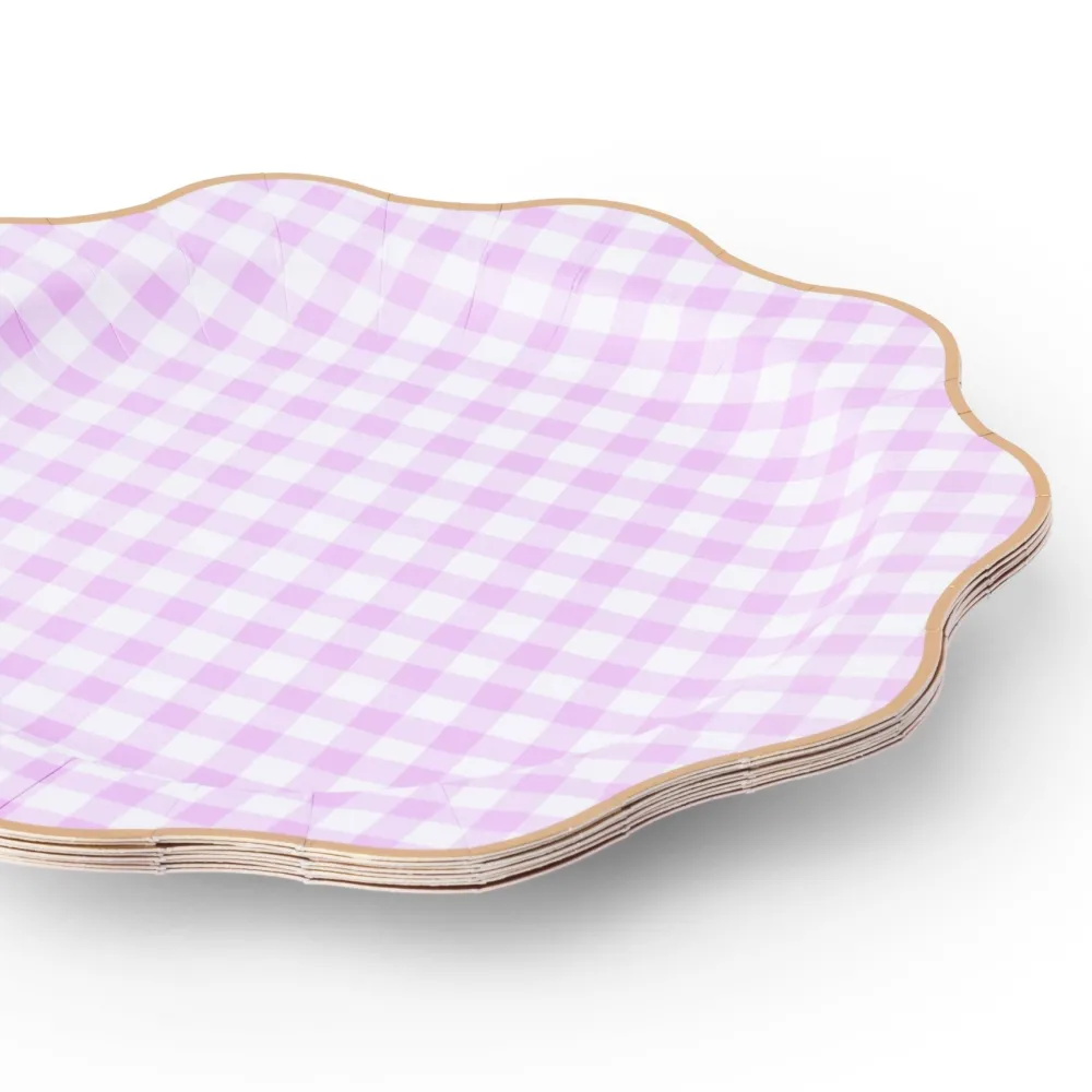 Online Bonjour Fete Elegant Le Lilac Gingham Dinner Plates