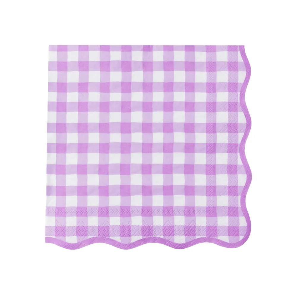 Hot Bonjour Fete Elegant Le Lilac Gingham Dinner Napkins
