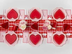 Outlet Bonjour Fete Elegant Petal Pink Gingham Dinner Plates