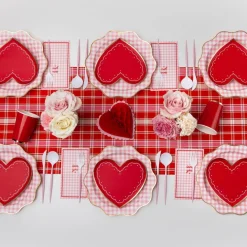 Outlet Bonjour Fete Elegant Petal Pink Gingham Dinner Plates