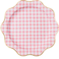 Outlet Bonjour Fete Elegant Petal Pink Gingham Dinner Plates
