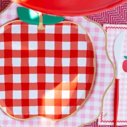 Outlet Bonjour Fete Elegant Petal Pink Gingham Dinner Plates
