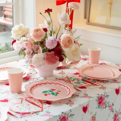 Outlet Bonjour Fete Elegant Petal Pink Gingham Dinner Plates