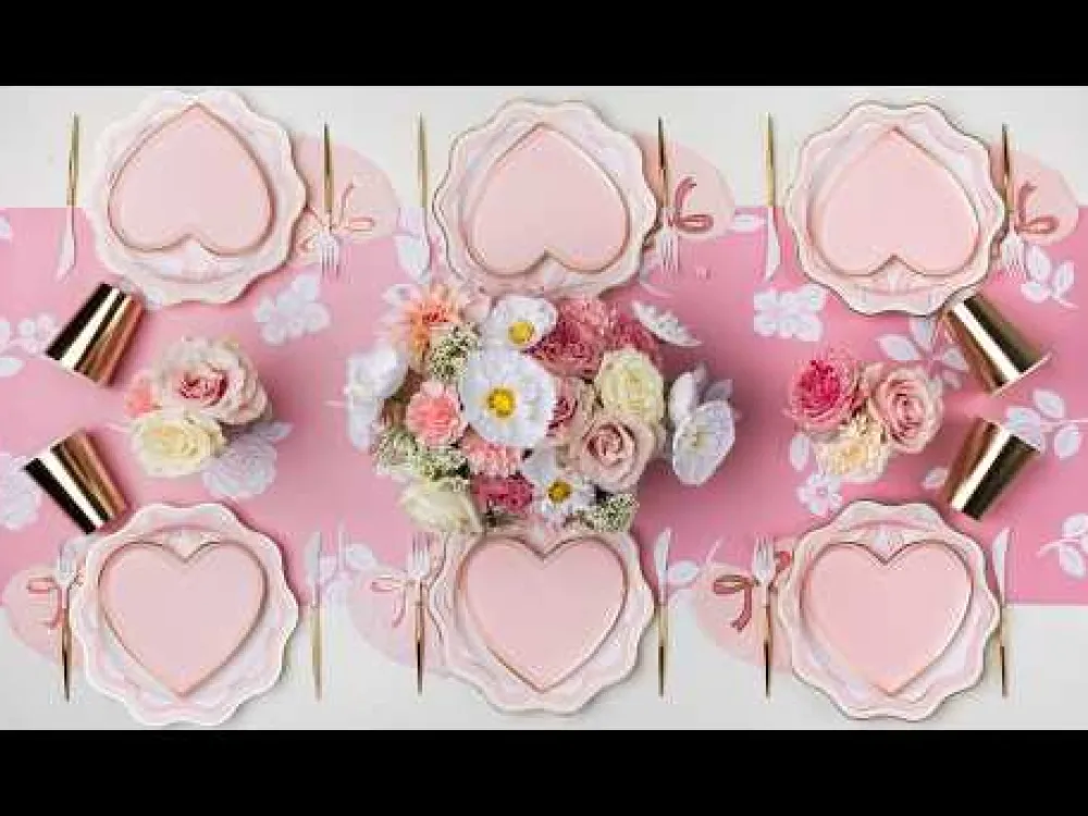 Bonjour Fete Elegant Pink & Gold Bow Dinner Plates