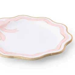 Bonjour Fete Elegant Pink & Gold Bow Dinner Plates