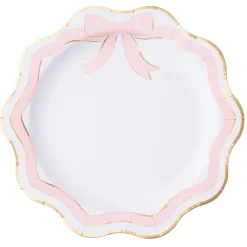 Bonjour Fete Elegant Pink & Gold Bow Dinner Plates