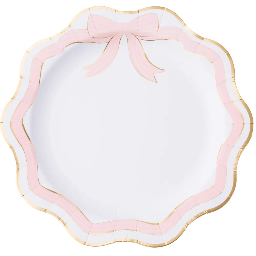 Bonjour Fete Elegant Pink & Gold Bow Dinner Plates