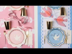 Bonjour Fete Elegant Pink & Gold Bow Dinner Plates