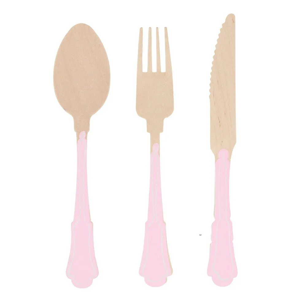 Hot Meri Meri Elegant Pink Wooden Cutlery