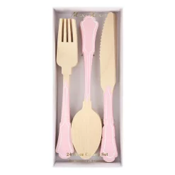 Hot Meri Meri Elegant Pink Wooden Cutlery