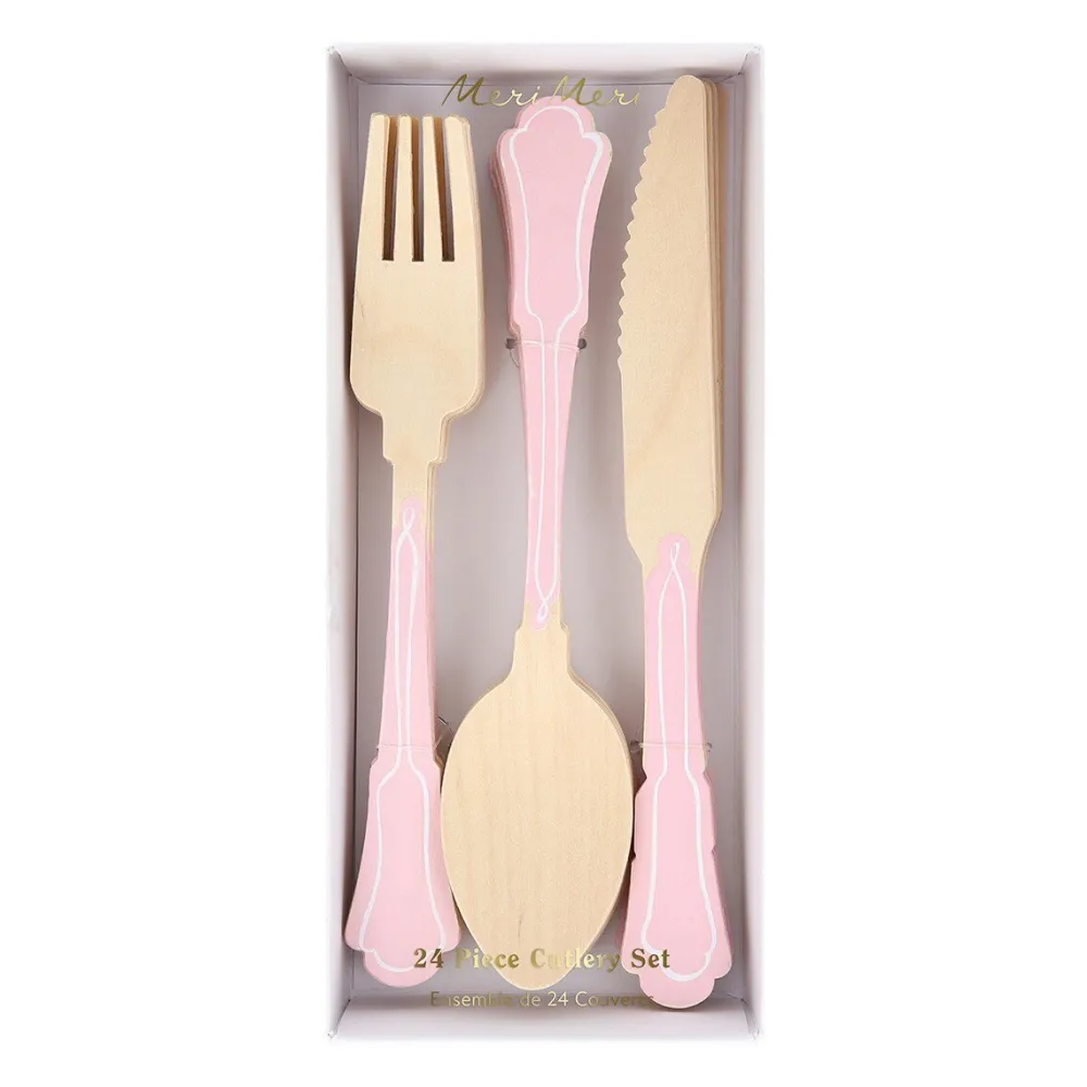 Hot Meri Meri Elegant Pink Wooden Cutlery