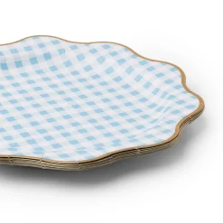Best Bonjour Fete Elegant Sky Blue Gingham Dinner Plates