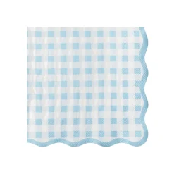 Clearance Bonjour Fete Elegant Sky Blue Gingham Dinner Napkins