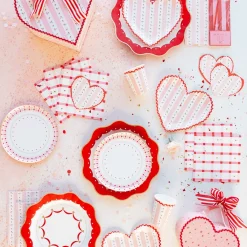 Online Bonjour Fete Elegant Valentine Plaid Dinner Napkins