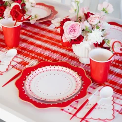 Online Bonjour Fete Elegant Valentine Plaid Dinner Napkins