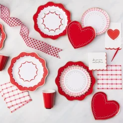 Online Bonjour Fete Elegant Valentine Plaid Dinner Napkins