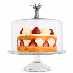 Best Vagabond House Elk Head Knob Glass Covered Cake / Dessert Stand