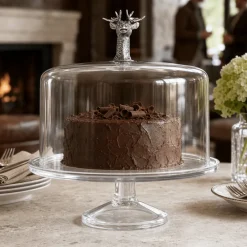 Best Vagabond House Elk Head Knob Glass Covered Cake / Dessert Stand