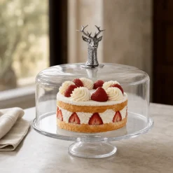 Best Vagabond House Elk Head Knob Glass Covered Cake / Dessert Stand