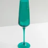 New Estelle Colored Glass Emerald Green Champagne Flute Set