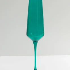 New Estelle Colored Glass Emerald Green Champagne Flute Set
