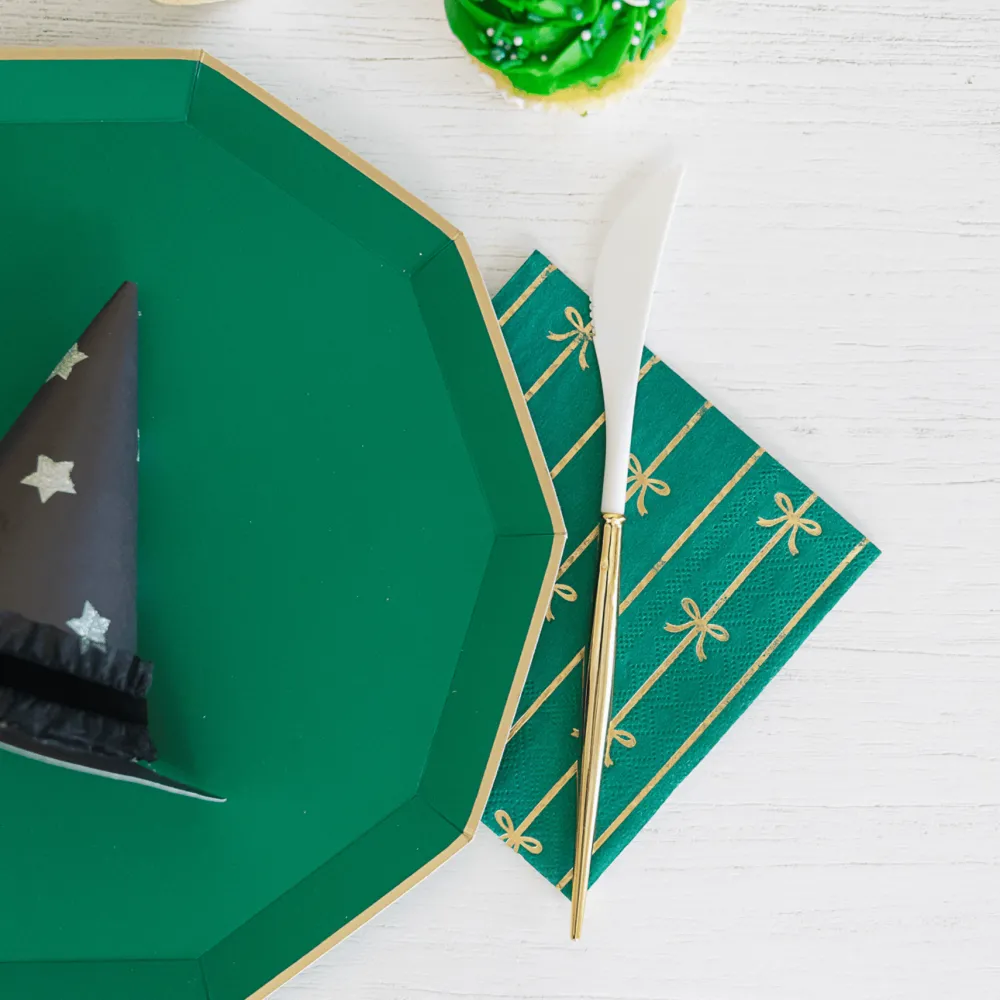 Hot Bonjour Fete Emerald Green Signature Bow Small Napkins