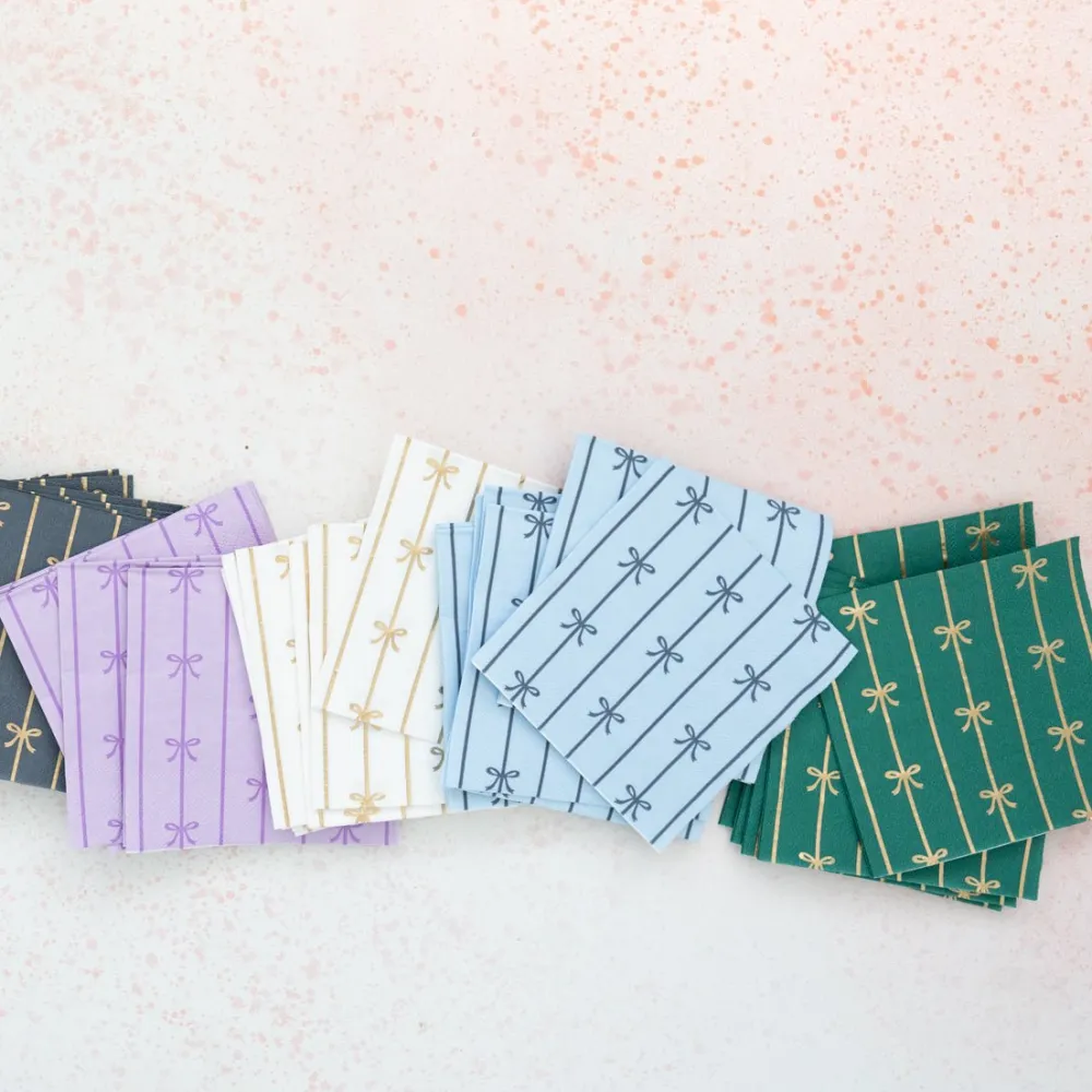 Hot Bonjour Fete Emerald Green Signature Bow Small Napkins