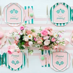 Bonjour Fete Emerald Green Signature Cabana Stripe Guest Towels