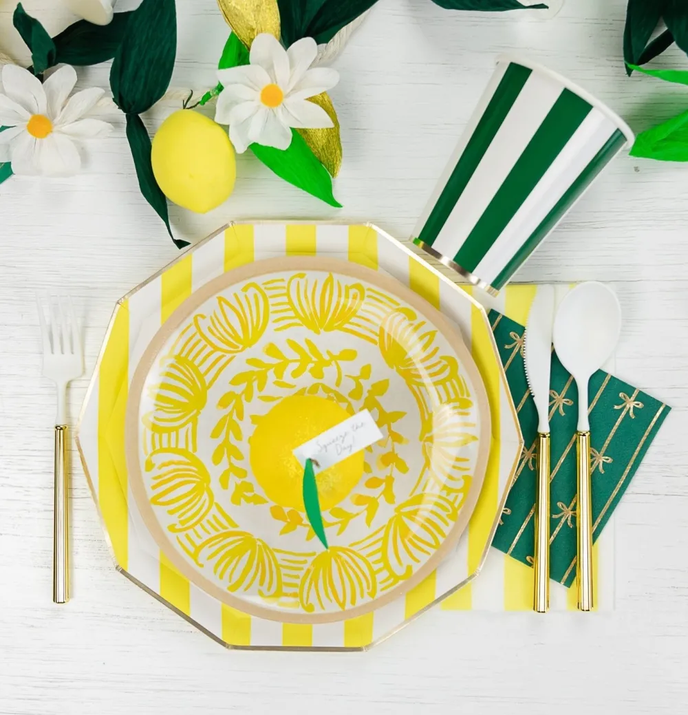 Discount Bonjour Fete Emerald Green Signature Cabana Stripe Cups