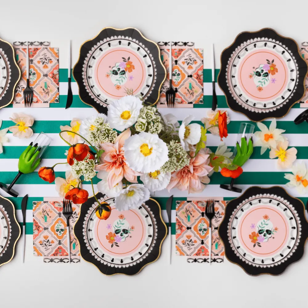 Best Bonjour Fete Emerald Green Signature Cabana Stripe Table Runner