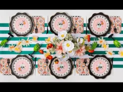Best Bonjour Fete Emerald Green Signature Cabana Stripe Table Runner