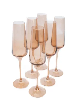 Estelle Colored Glass Estelle Colored Champagne Flute - Set of 6 {Mocha Mousse (Our Amber Smoke)}