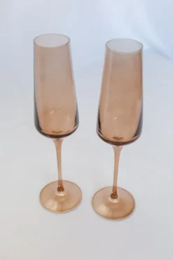 Estelle Colored Glass Estelle Colored Champagne Flute - Set of 6 {Mocha Mousse (Our Amber Smoke)}