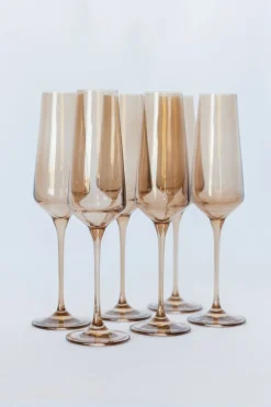Estelle Colored Glass Estelle Colored Champagne Flute - Set of 6 {Mocha Mousse (Our Amber Smoke)}
