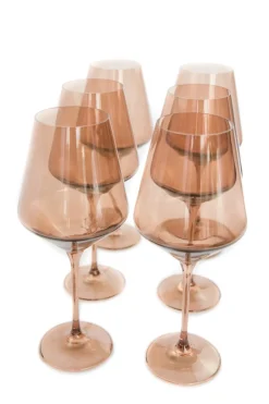 Estelle Colored Glass Estelle Colored Wine Stemware - Set of 6 {Mocha Mousse (Our Amber Smoke)}
