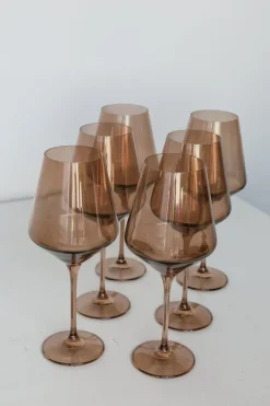 Estelle Colored Glass Estelle Colored Wine Stemware - Set of 6 {Mocha Mousse (Our Amber Smoke)}