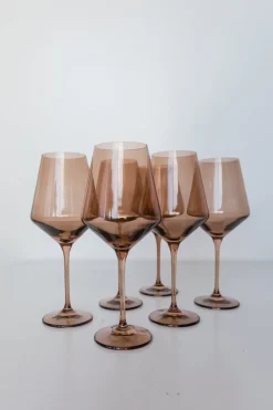 Estelle Colored Glass Estelle Colored Wine Stemware - Set of 6 {Mocha Mousse (Our Amber Smoke)}