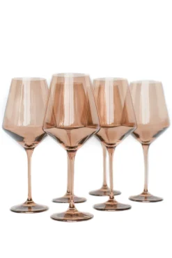 Estelle Colored Glass Estelle Colored Wine Stemware - Set of 6 {Mocha Mousse (Our Amber Smoke)}