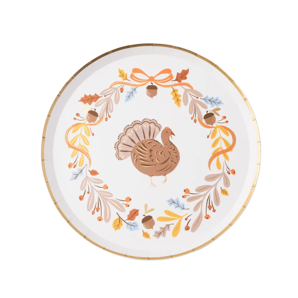 Online Bonjour Fete Fall Foliage Turkey Dessert Plates