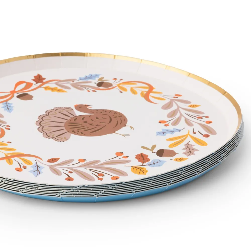 Online Bonjour Fete Fall Foliage Turkey Dessert Plates